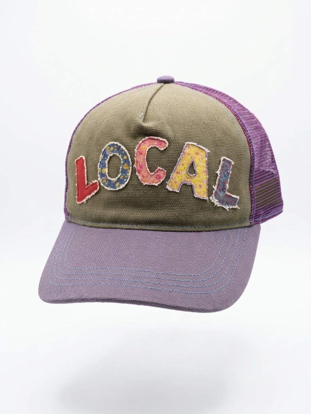 NATURAL LIFE 'LOCAL' Patch Trucker Cap - Olive, Burgundy & Gray